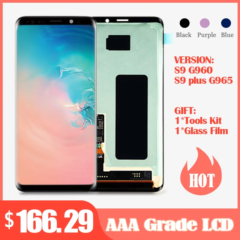 AAA класс AMOLED Замена для SAMSUNG Galaxy S9 + ЖК сенсорный экран дигитайзер с рамкой G960 G965