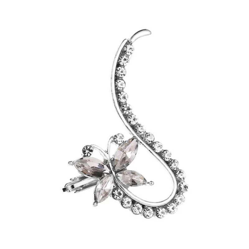 006 silver DIEZI цельные корейские Роскошные серьги-каффы для женщин и девушек, модные серьги-клипсы с кристаллами серьги-Каффы - Окраска металла: 006 silver
