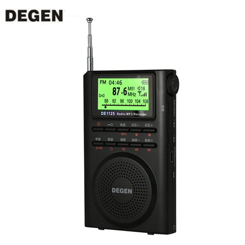 

DEGEN DE1125 Radio FM AM MW SW Radio Multiband MP3 E-Book Digital Radio Receiver 4GB DE1125 MP3 Player Recording