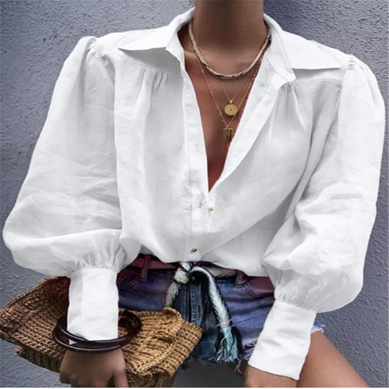 

Chemisier Femme Womens Personality shirt Fashion 2020 Summer Cotton Linen Shirt Women Long Sleeve Blouse Korean Woman Clothes