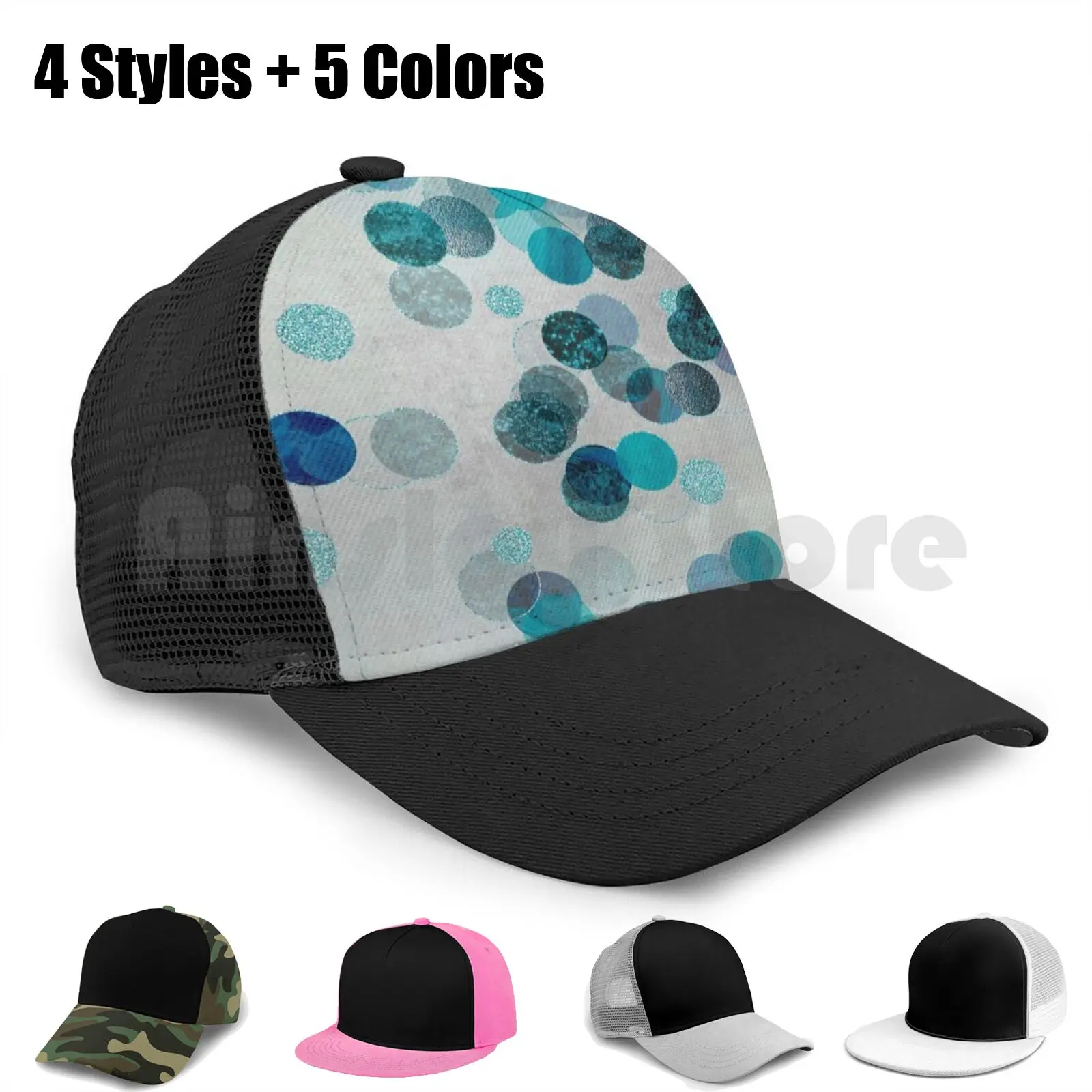 Блестящая Гламурная голубая бейсболка в горошек с блестящими краями