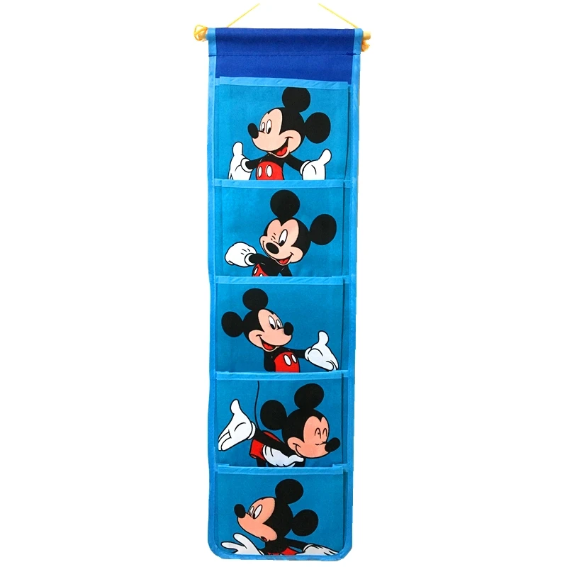 Blue mickey Мультяшная настенная сумка для хранения, модная игрушка, органайзер для макияжа, 5 Карманов, подвесной чехол для хранения, сумки, чехол для двери, ванной комнаты - Цвет: Blue mickey