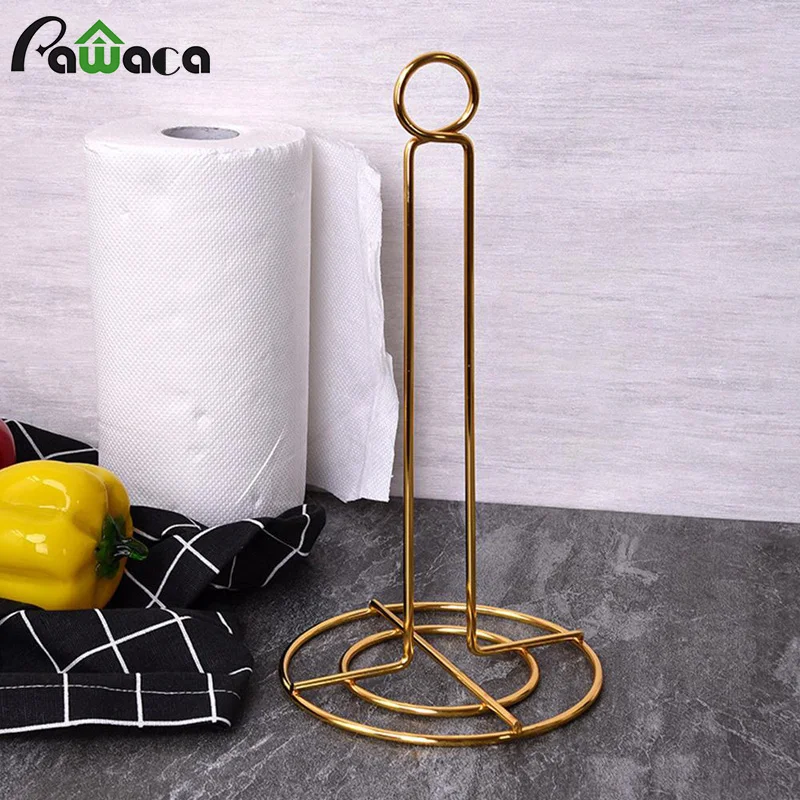 European Luxury Stainless Steel Vertical Paper Towel Holder Toilet Paper Holder Stand Bathroom Tissue Rack Kitchen Towel Hook