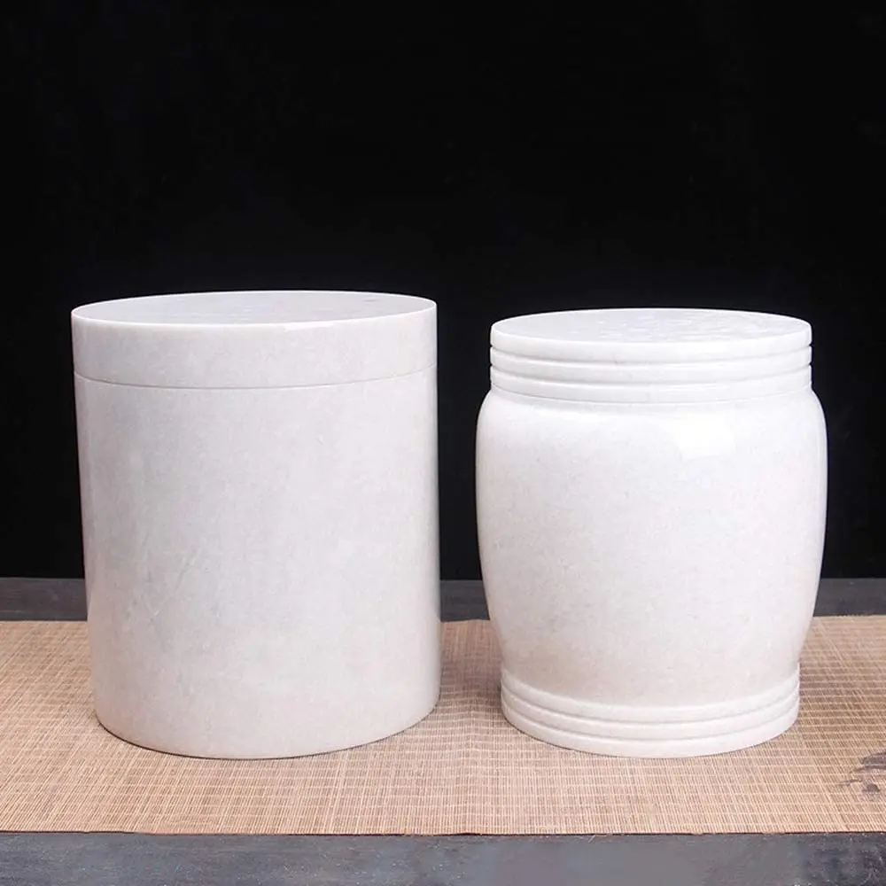 

Natural Marble Cremation Urn for Human Ashes, Funeral Memorial Urn to Honor Your Loved One (9x8in)