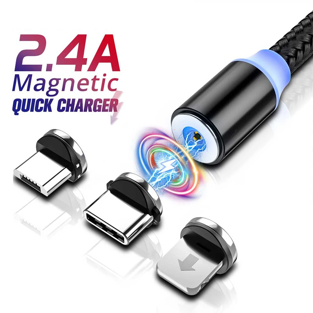 

1M/2M Magnetic Cable Fast Charging Micro USB Type C Charger For iPhone 11 XR Xs 7 Samsung S9 S10 Fast Magnet Phone Charge Cables