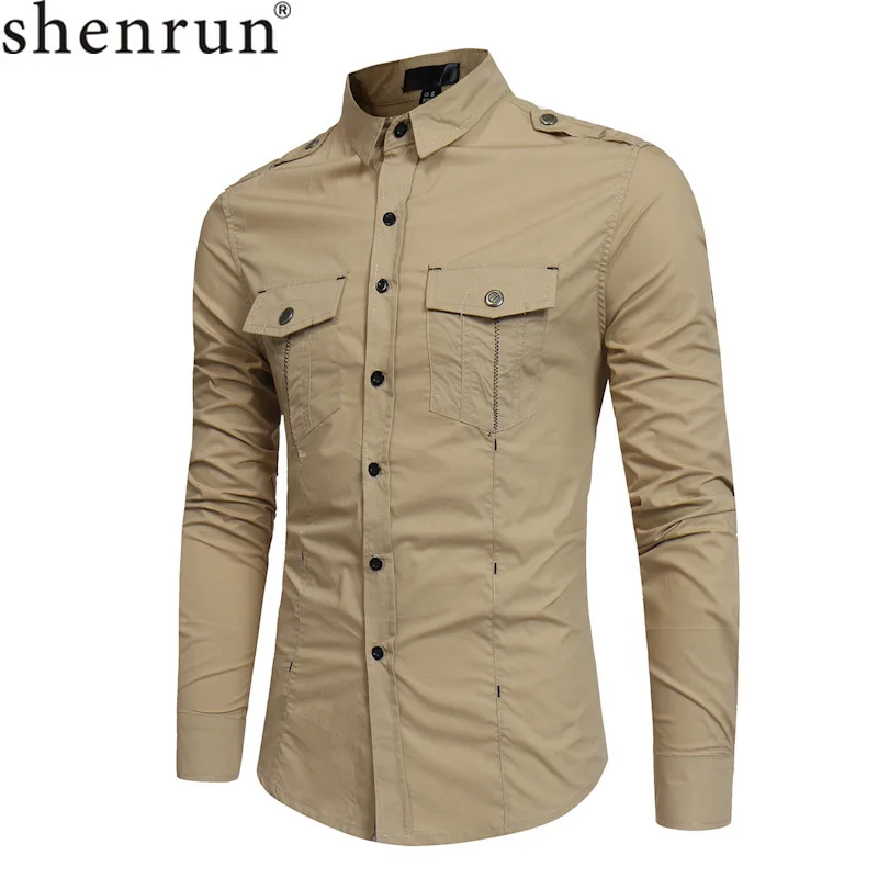 Рубашка Shenrun мужская с длинным рукавом повседневная приталенная офисная рабочая