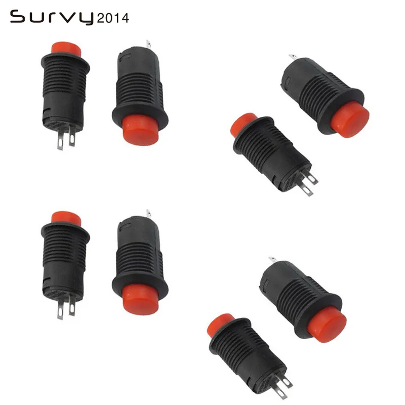 10 шт. Мгновенный SPST без Красной круглой крышки кнопочный переключатель 1.5A 250VAC 3A