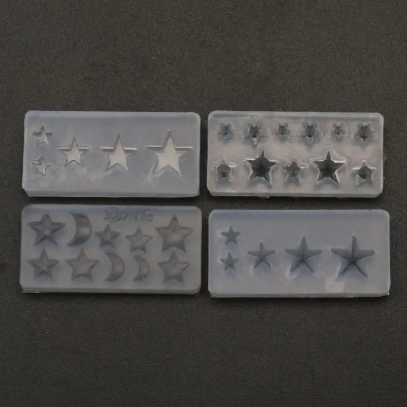 

4Pcs Mini Size Moon Star Nail Art Tool Silicone Carved Mold Template Mould Kit Resin Jewelry Molds Kit Art Craft Tools