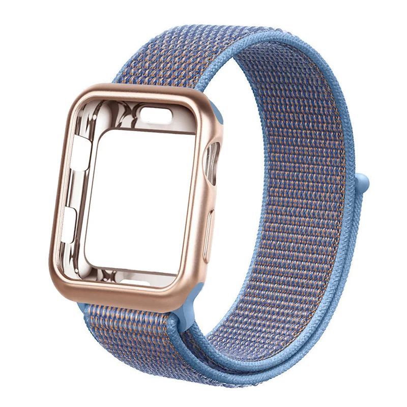 Ремешок для часов для apple Watch полосы спортивный бесшовный correa apple watch 4 3 наручных часов iwatch, ремешок 38 мм 42-44/40 мм нейлоновый браслет+ чехол для часов
