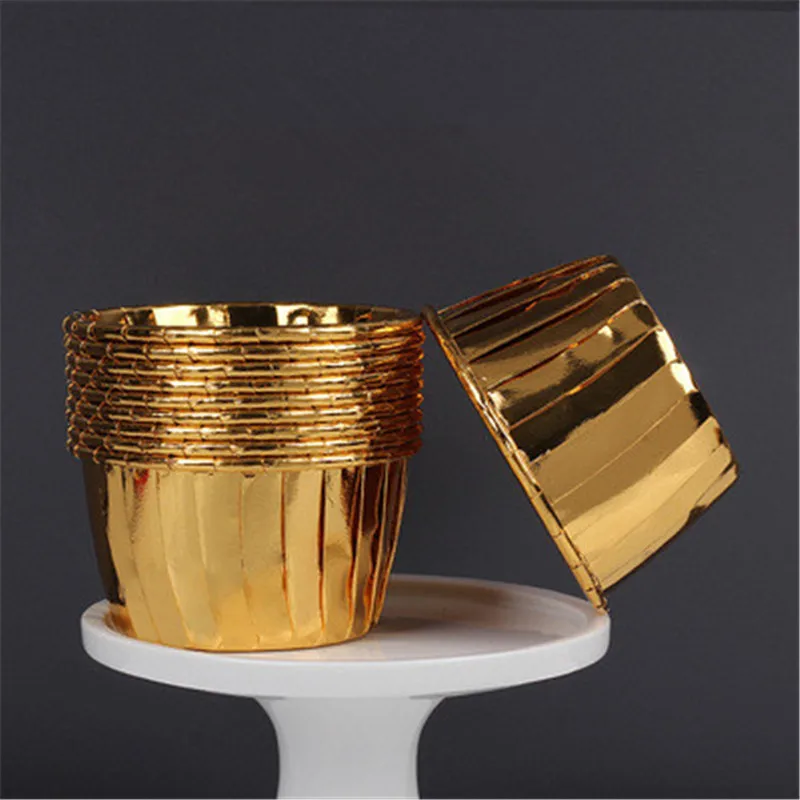 

50pcs Muffin Cake Baking Paper Cup For Wedding Party Caissettes Golden Cupcake Paper Cases Patisserie Cupcake Wrapper Cake Tools