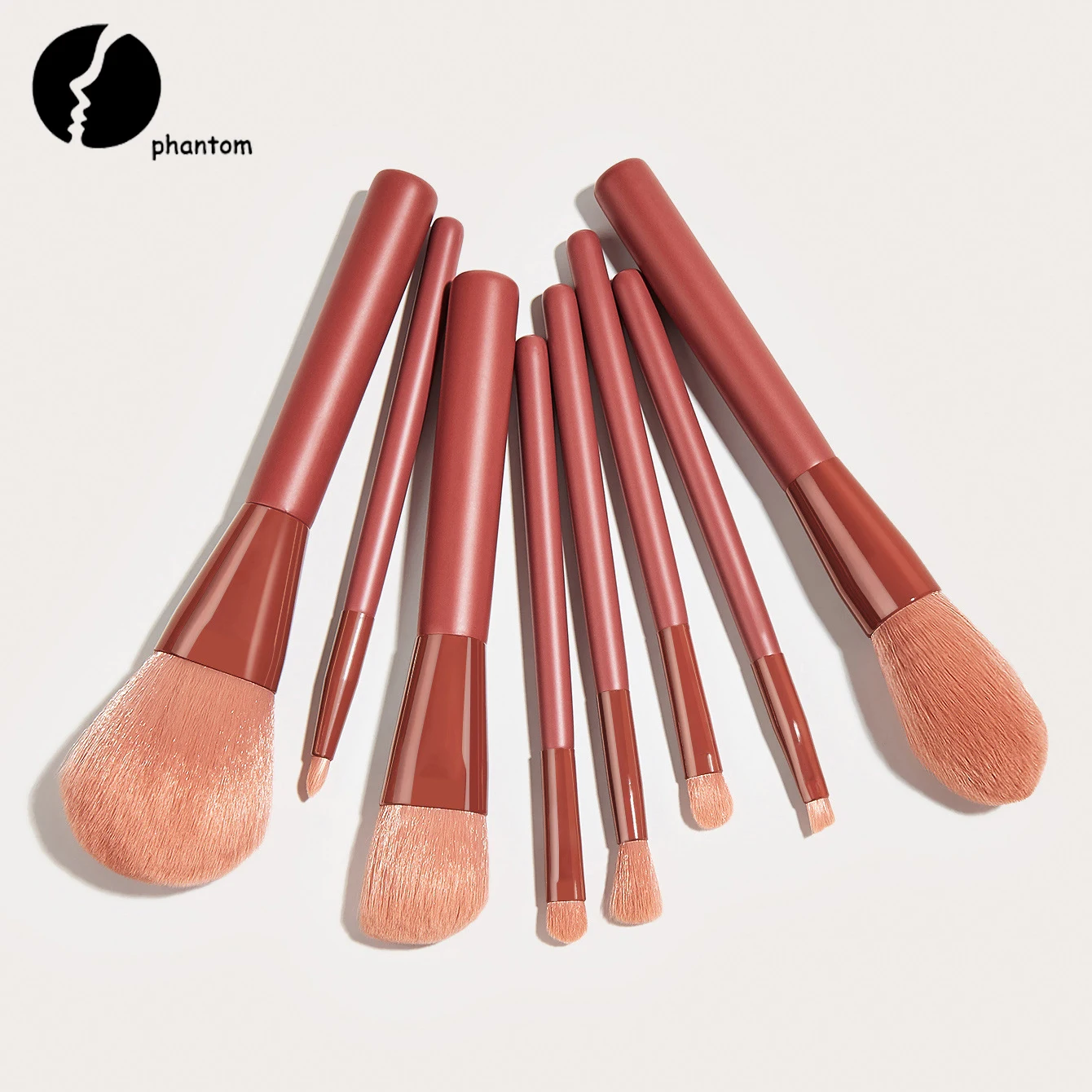 

8 pcs Brick Red Makeup Brush Set Popular Color Foundation Kabuki Brush Eyeshadow Eye Brow Lip Single Brush Professional Beauty M