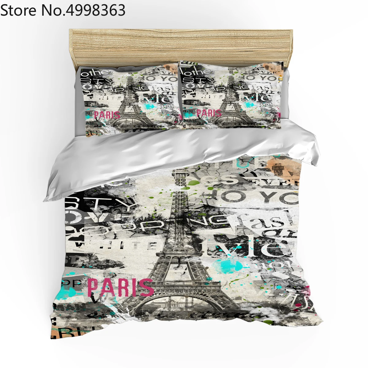 Комплект постельного белья в стиле ретро с изображением башни акварельных