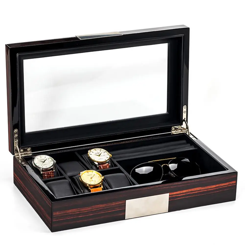 

Retro Wooden Watch Display Case Durable Packaging Holder Jewelry Collection Storage Watch Organizer Box Casket Ebony 45a