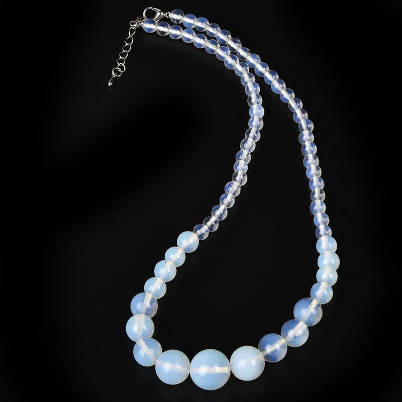 Beautiful transparent crystal opal Tower Necklace Chain Semi-precious Stone 6-14mm beads Craft Jewelry Making 17.5inch | Украшения и