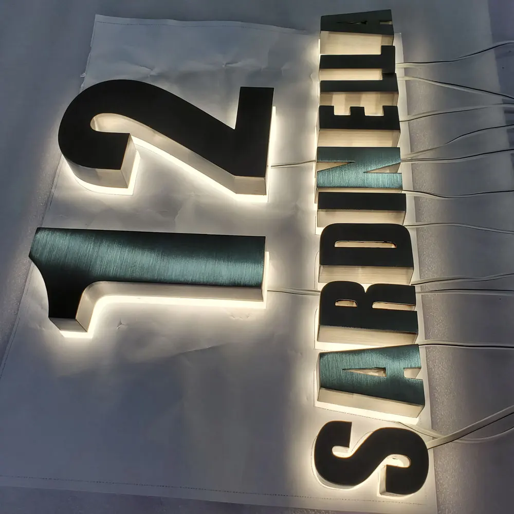 durable led brushed stainless steel channel letter with fashion warm light