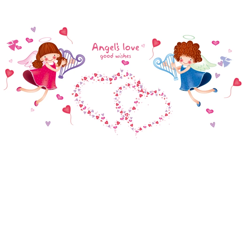 [SHIJUEHEZI] наклейки на стену с изображением ангелов из мультфильма ПВХ сделай сам