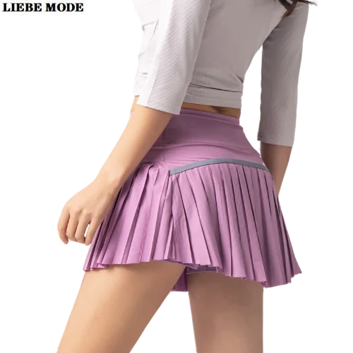 Женская плиссированная юбка шорты для занятий йогой фитнесом и фиолетовая