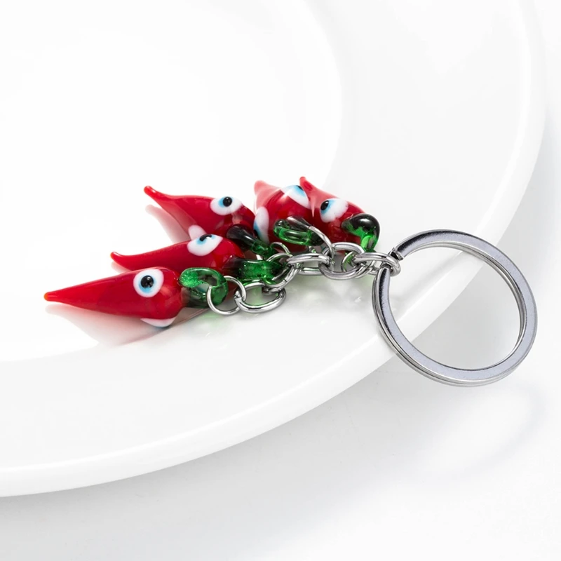 New Small Keychain Fashionable Personality New Red Pepper Chili Charm Keychain New Homeowner Jewelry for Women Men Teens