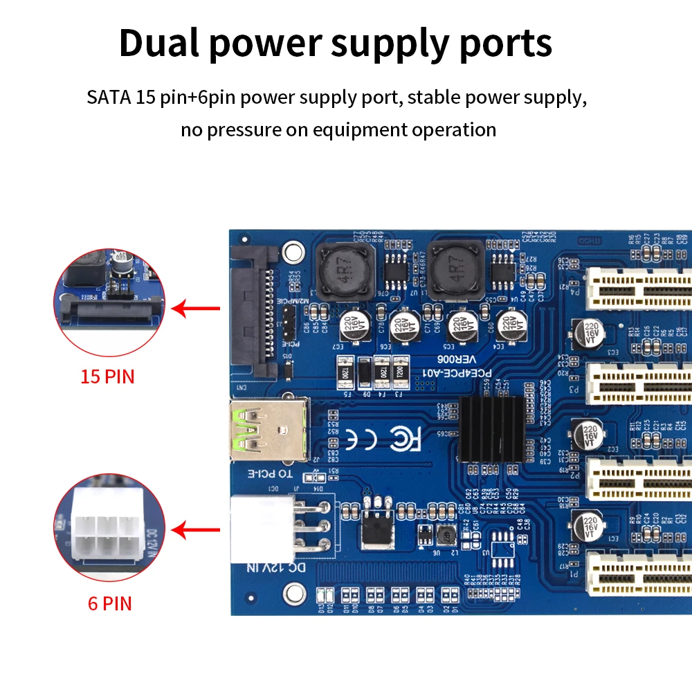 Адаптер усилителя TISHRIC PCI Express Райзер от 1 до 4 PCI-E PCIE USB 3 0 Концентратор 1X X16 адаптер