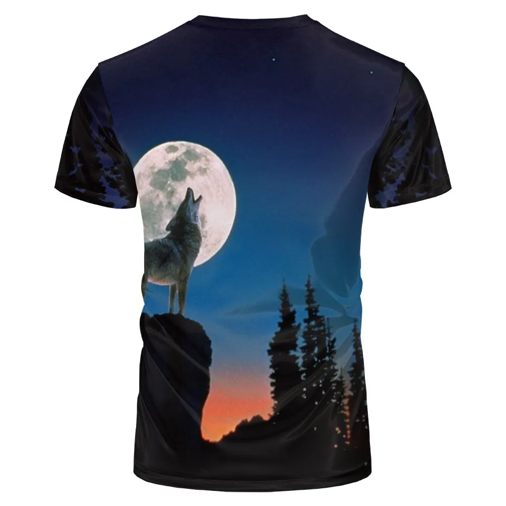 

Summer 2020 night wolf 3D print Tshirt yellow personality Snow Wolf tshirt men's casual creative round neck short sleeve T-shirt