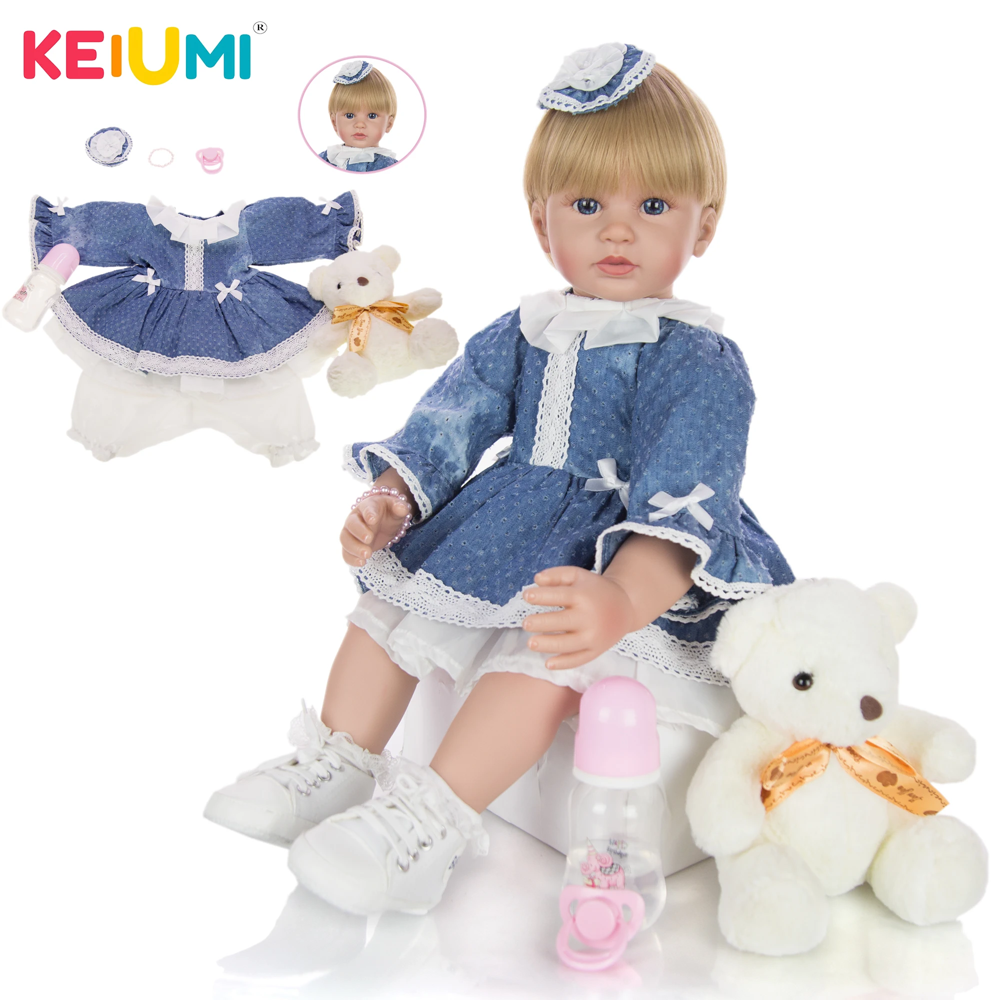 Кукла реборн силиконовая 24 дюйма 60 см|Куклы| |