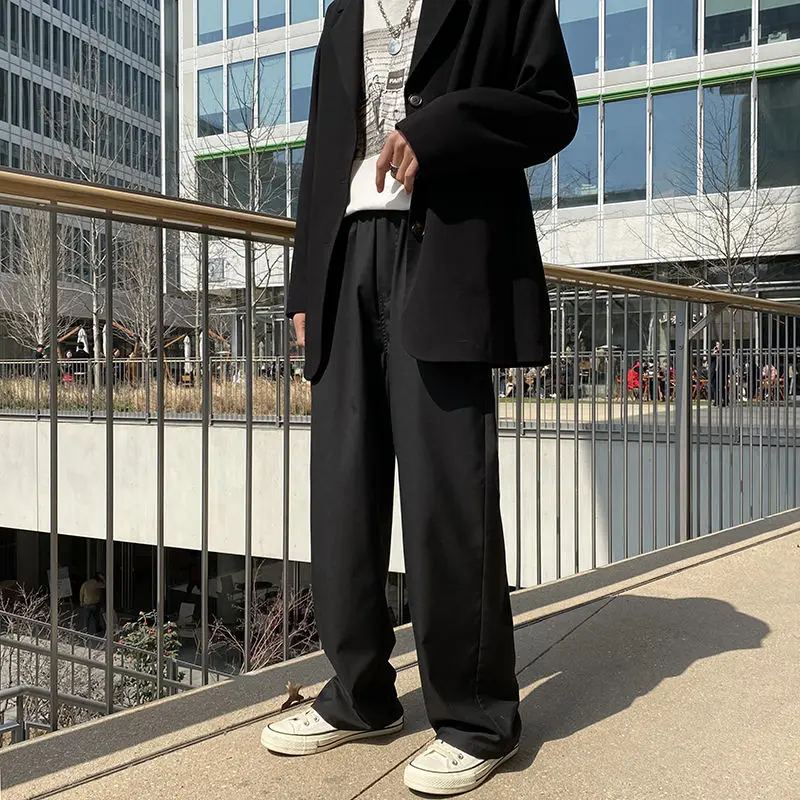

Spring Summer Suit Pants Men Korean Fashion Loose Straight Casual Pants Men Harajuku Streetwear Solid Color Mopping Pants Men