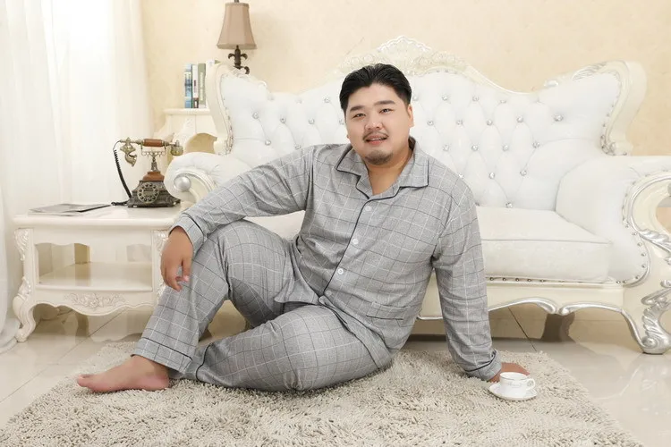 Новая распродажа 140 кг XXXXXL плюс размер хлопок пижамные комплекты мужские пижамы простые пижамы homme Повседневная Ночная одежда для мужчин