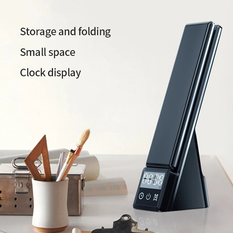 15w qi wireless charging led desk lamp with alarm clock eye protect study business light table lamp watch earphone charger free global shipping