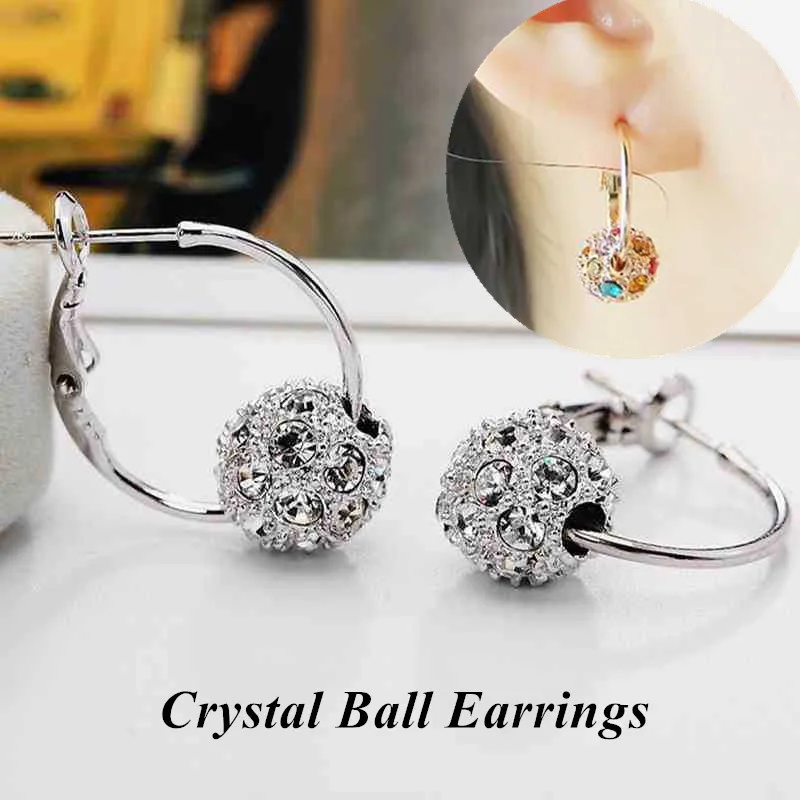 

2022 New Two Style Fashion Crystal Ball Push-back Stud Earrings Trend Elegant Luxury Jewelry Party Wedding For Female Gift