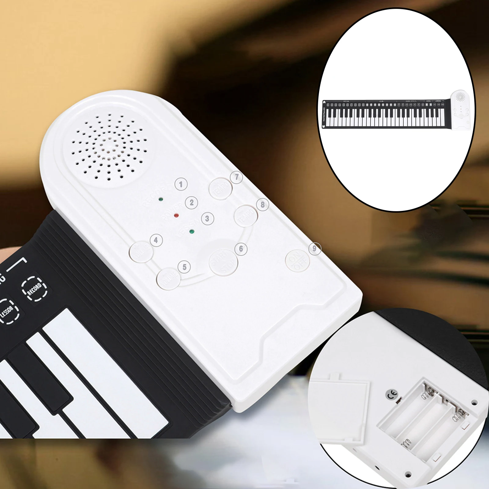 49Keys Flexible Electronic Keyboard Hand Roll Silicone Portable Piano Organ Up |