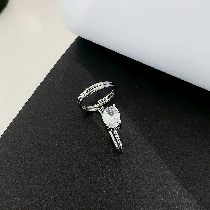 

2021 New Trendy Heart Zircon Rhinestone Hollow Irregular Geometry Fingertip Nail Ring for Women Girls Jewelry Gifts