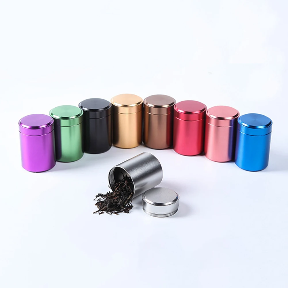 

Airtight Smell Proof Container Aluminum Colorful Herb Stash Tea Jar Sealed Can Pretty Hot Ceramic Smoking Pipe Herb Grinder