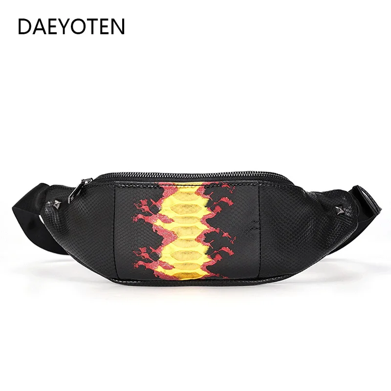 Новинка 2020 нагрудная сумка DAEYOTEN со змеиным узором Женская поясная модная кожаная