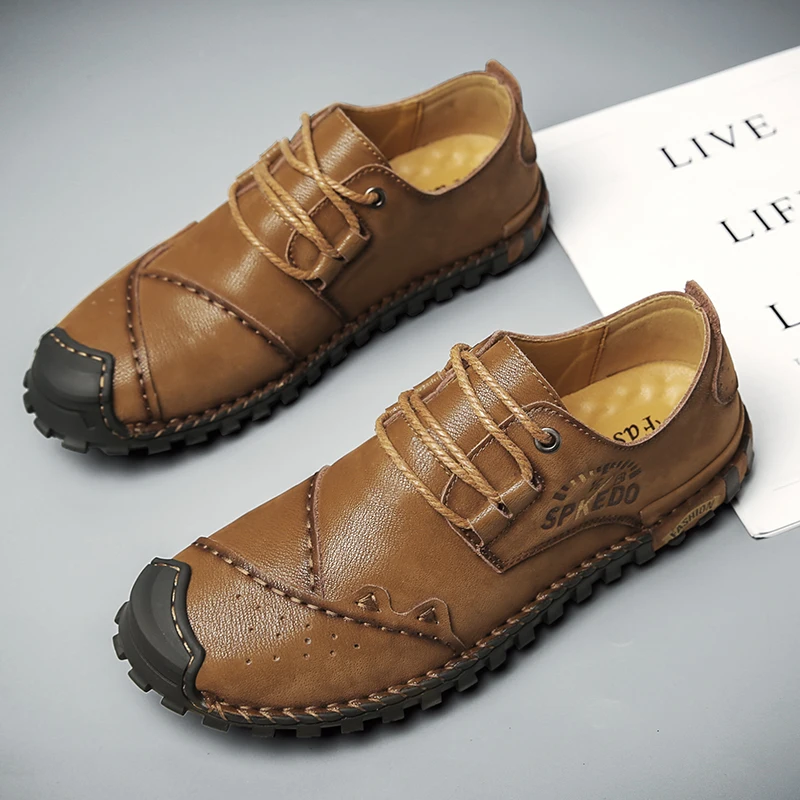 Туфли мужские из натуральной кожи Роскошные в стиле ретро Нескользящие удобные