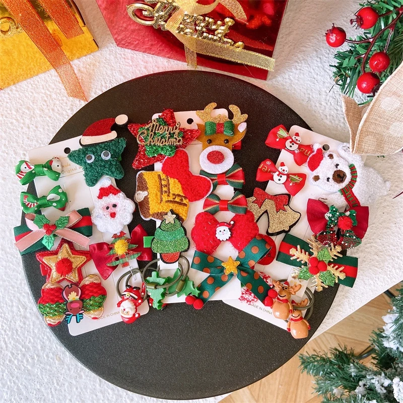 

10 шт. набор Рождественские заколки для волос заколки "Санта" Рождественская вечеринка ободки фестиваль бант волос милые мини аксессуары для...