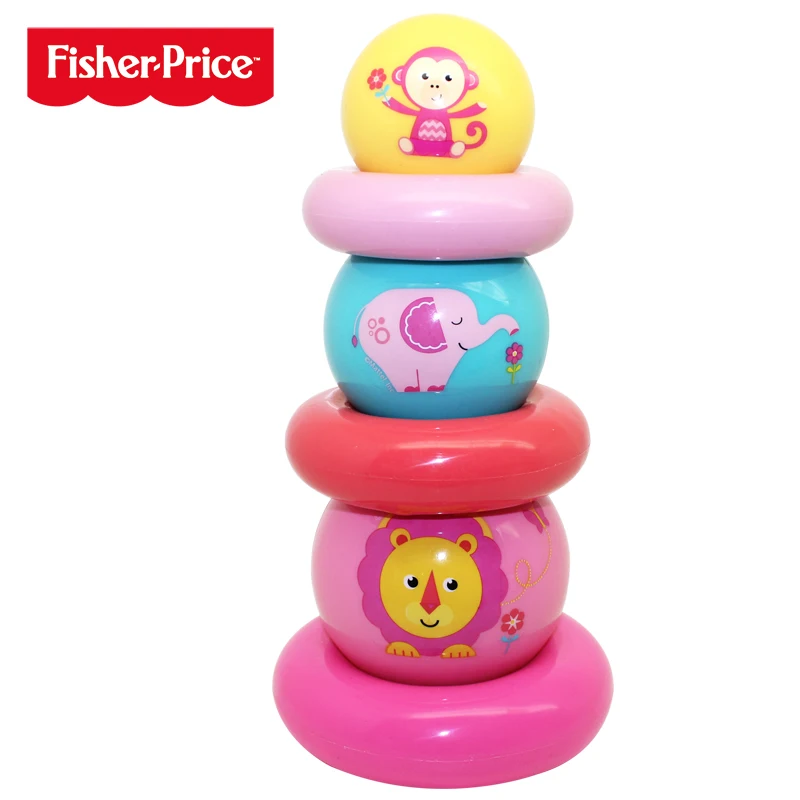 Fisher-Price детские игрушечные мячи тренировочный мяч штабелирование мяч наконечник надувной мяч ручной мячик пинч мяч детский мяч для обучения детей - Цвет: Розовый