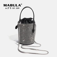 mabula luxury rhinestones crossbody evening purse drawstring bucket sparkling crystals top handle bag wedding party handbags