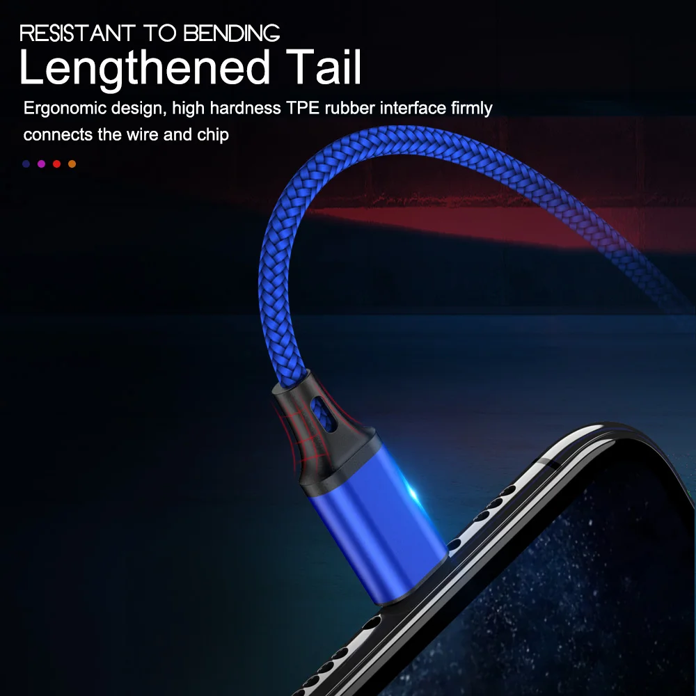 1 м 2 3 USB кабель зарядное устройство для iPhone 12 13 11 Pro Max X XR 5 8 7 6 6s Plus iPad нейлоновый