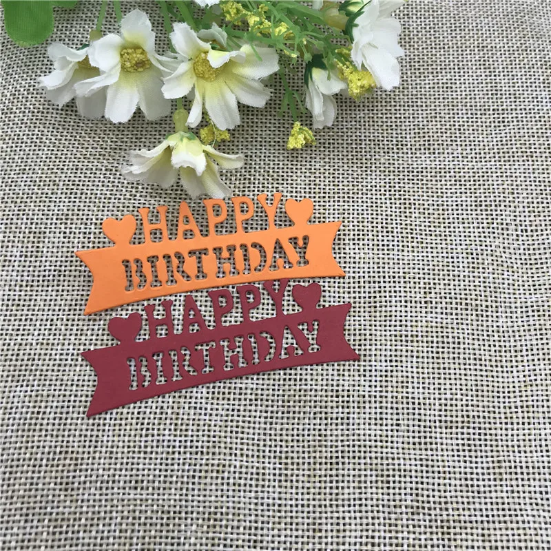 Happy Birthday Words Metal Cutting Dies Craft Stamps die Cut Embossing Card Make Stencil Frame Art Cutte | Дом и сад