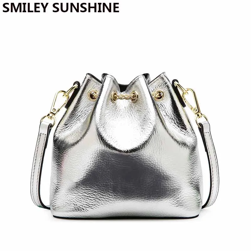 Фото SMILEY SUNSHINE женская сумка дизайнерская Маленькая кожаная 2019 серебряная