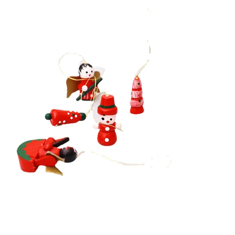 

Christmas Puppets Ornaments Various Shapes Cute Villain Wooden Santa Decoration Christmas Tree Building Blocks Children's Gifts