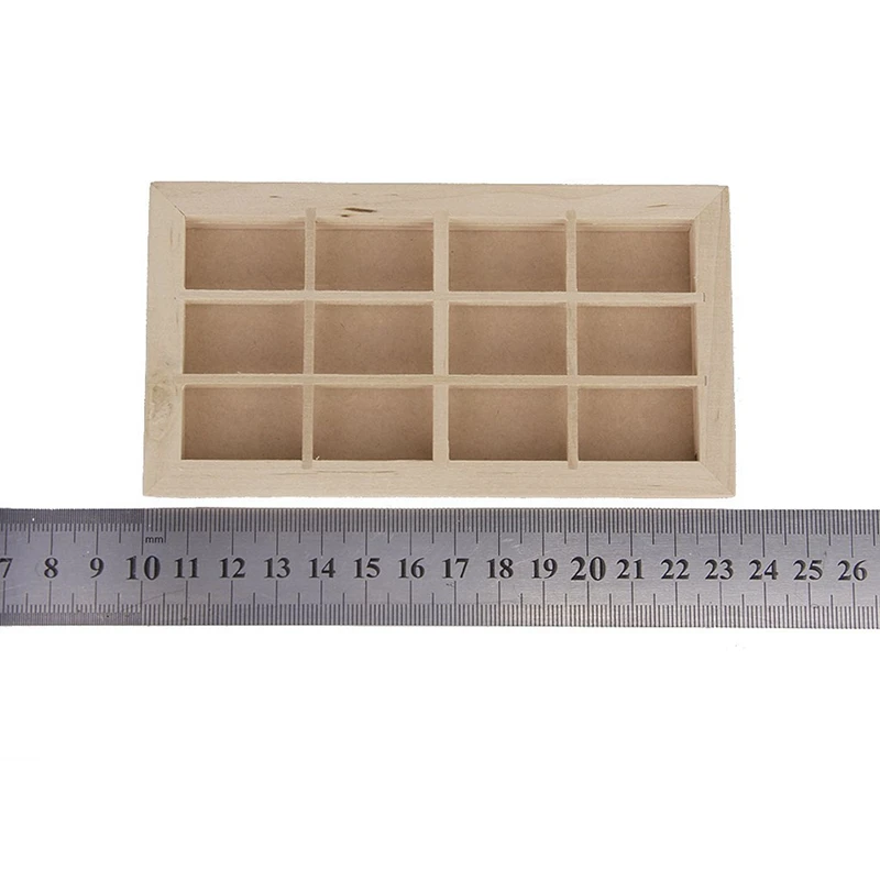 Wooden Traditional 12-Pane Window Frame 1:12 Scale Dollhouse Miniature &amp Door Furniture Model DIY Unp |