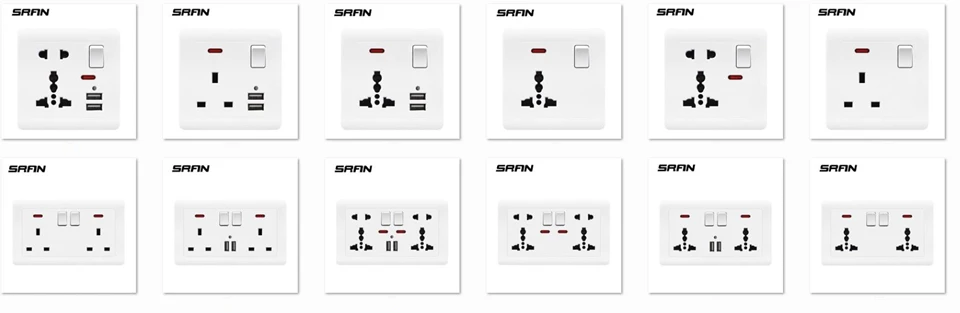 Стандартная универсальная настенная розетка UK 13A с интерфейсом USB огнестойкая