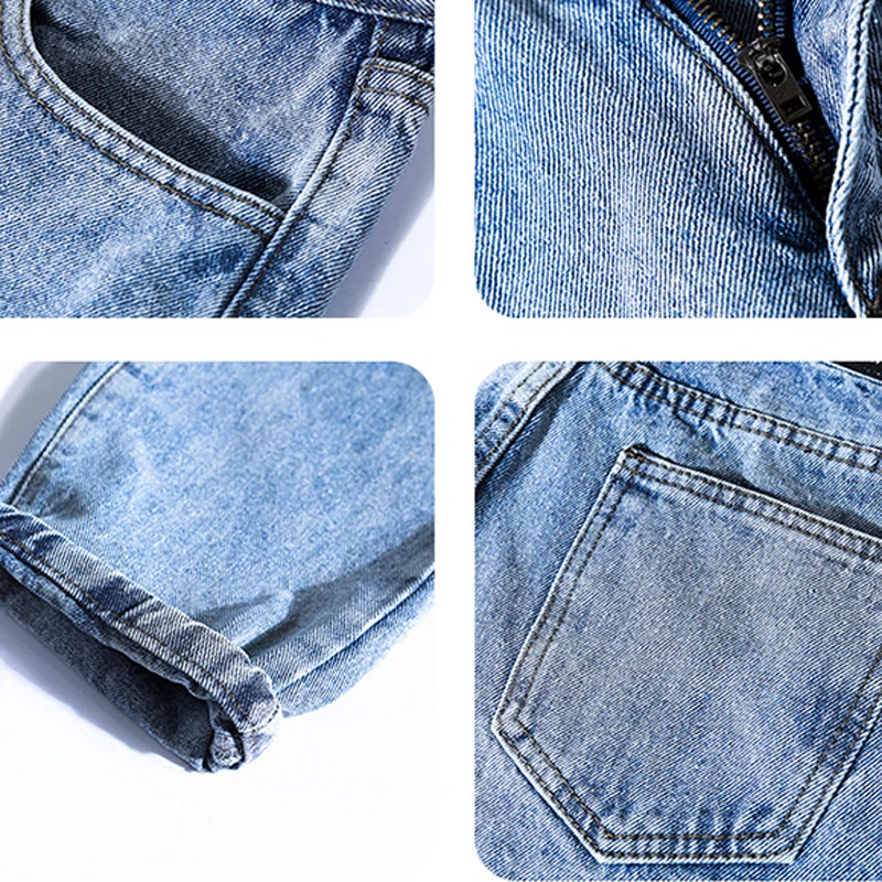 

Summer Mens Denim Pant Korean Style Loose Straight Streetwear Ankle Length Trousers Fashion Brand Male Casual Jeans