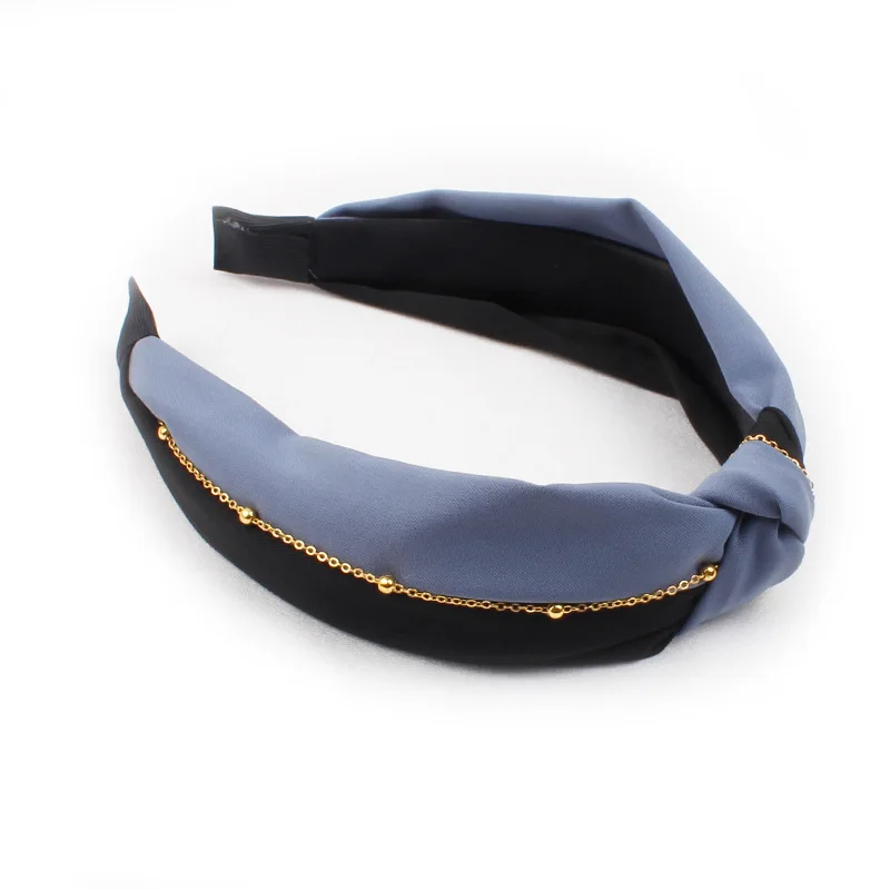 

Pearl Chain Korean Headband Hairband Hair Hoops Solid Color Knotted Girls Hair Accessories Bicolor Knot Headwrap Wholesale