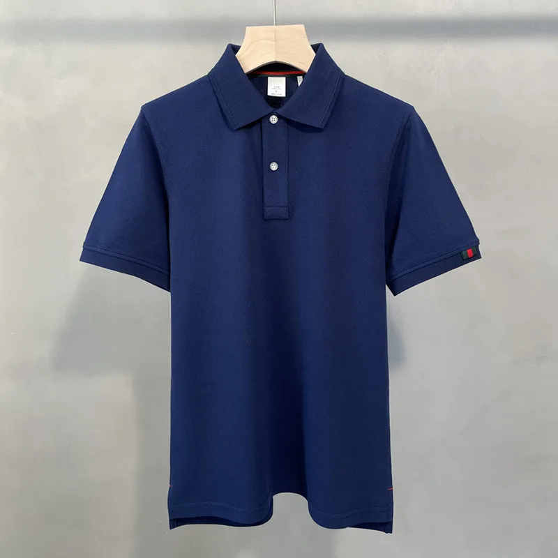 

2021 Fashion Red Green Stripe Men's White Polo Shirts Summer Cotton Blouse Mens Clothing Short Sleeve T Shirt Tee Tops