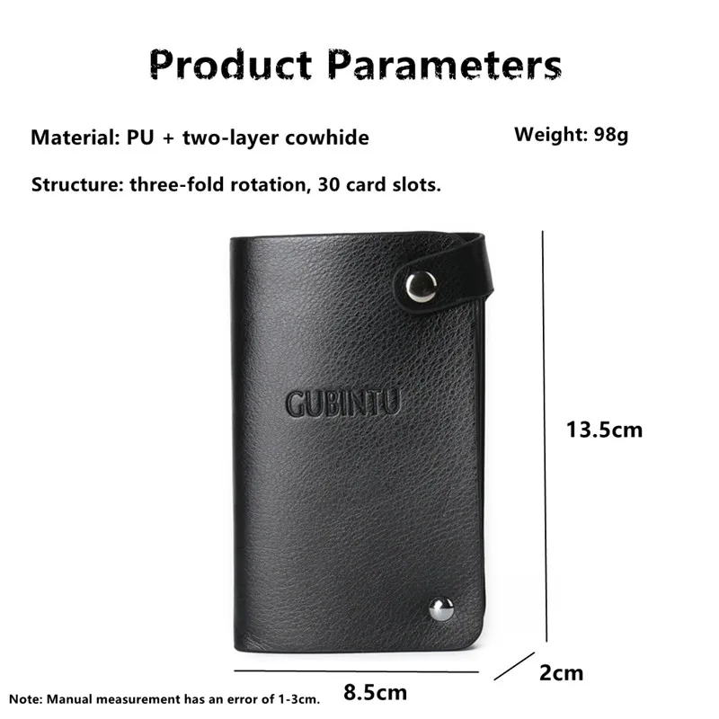 Мужской скользящий кошелек PUOU поворотный держатель для карт денег визитница