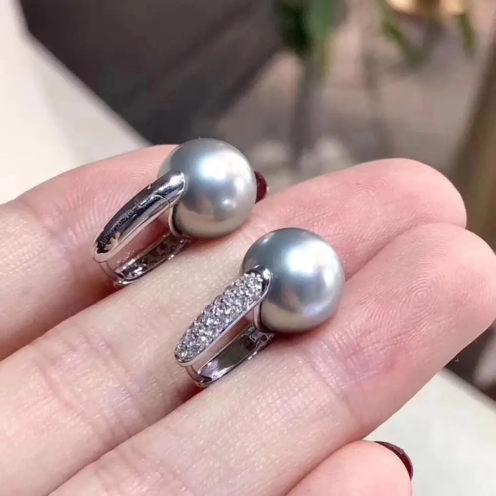 Серьги-гвоздики D327 из серебра 925 пробы с натуральным жемчугом 9-10 мм | Украшения и