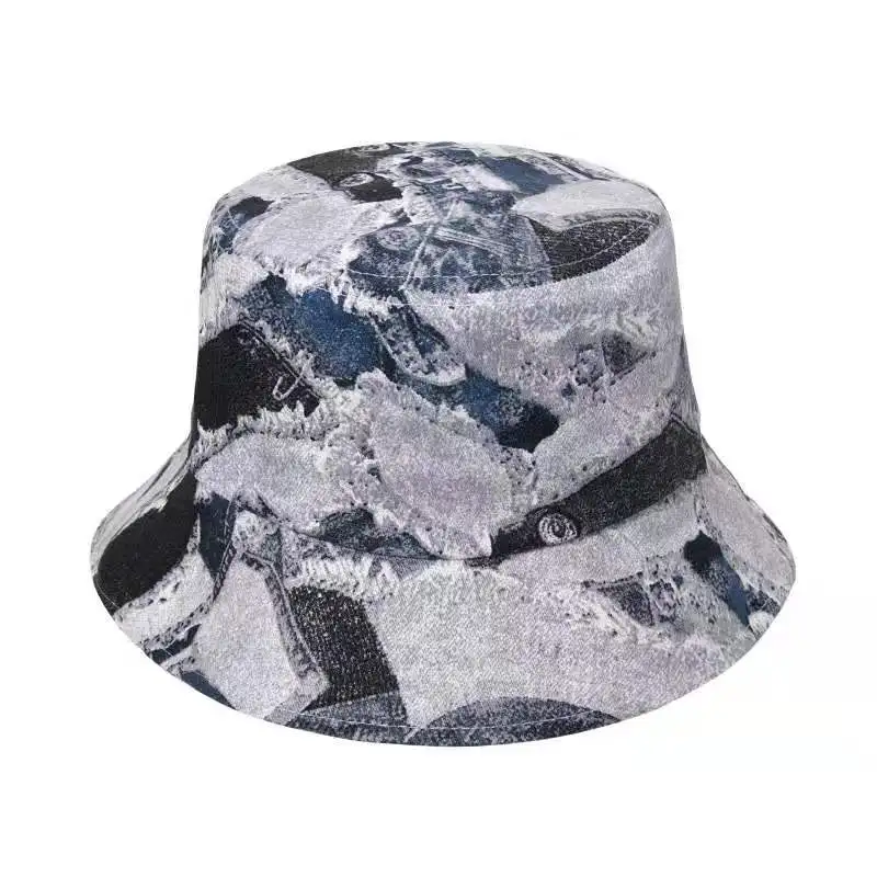 

Summer Sunscreen Cotton Panama Flat Hats New Fashion Double-Sided Gradient Bucket Hats Men Women Hip hop Foldable Fisherman Caps