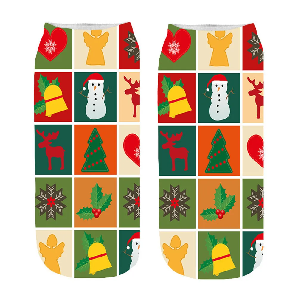 Удобные рождественские хлопчатобумажные носки Тапочки Короткие с принтом|Носки|
